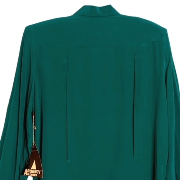 Vintage Bonwit Teller Deadstock Blouse 100% Pure Silk Argenti Green Size 14 - Picture 3 of 11